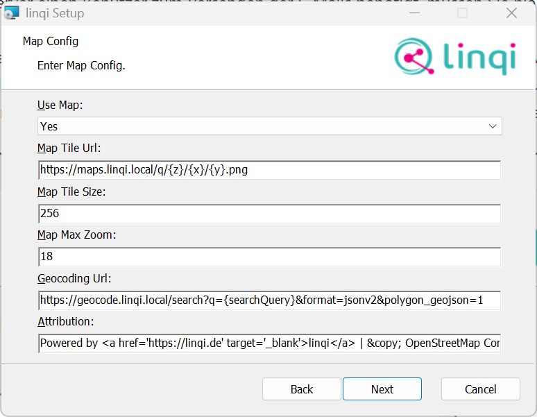 Windows Installer Map Settings
