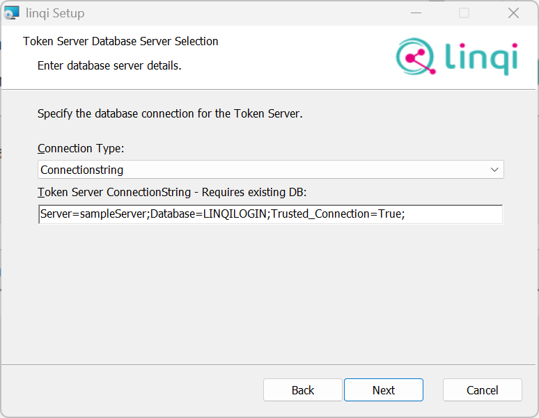Windows Installer Token Server Connectionstring